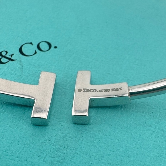 Tiffany & Co. 18k Ruby Tiffany T Square Bracelet Bangle in White Gold - Picture 7 of 7